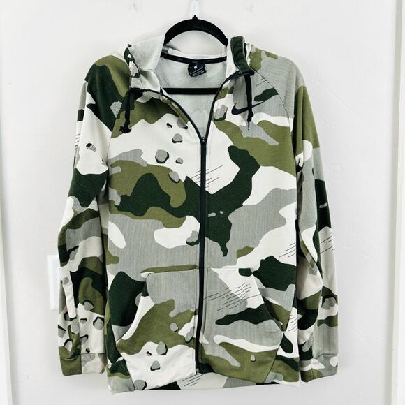 Nike Dri-FIT Sports Training Quick Dry Hooded Jacket Camouflage Men’s small - Picture 1 of 9